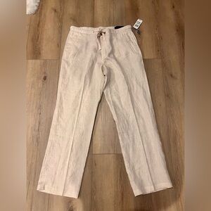 Men’s Tasso Elba Island Khaki Linen Pants Size 34/32 NWT